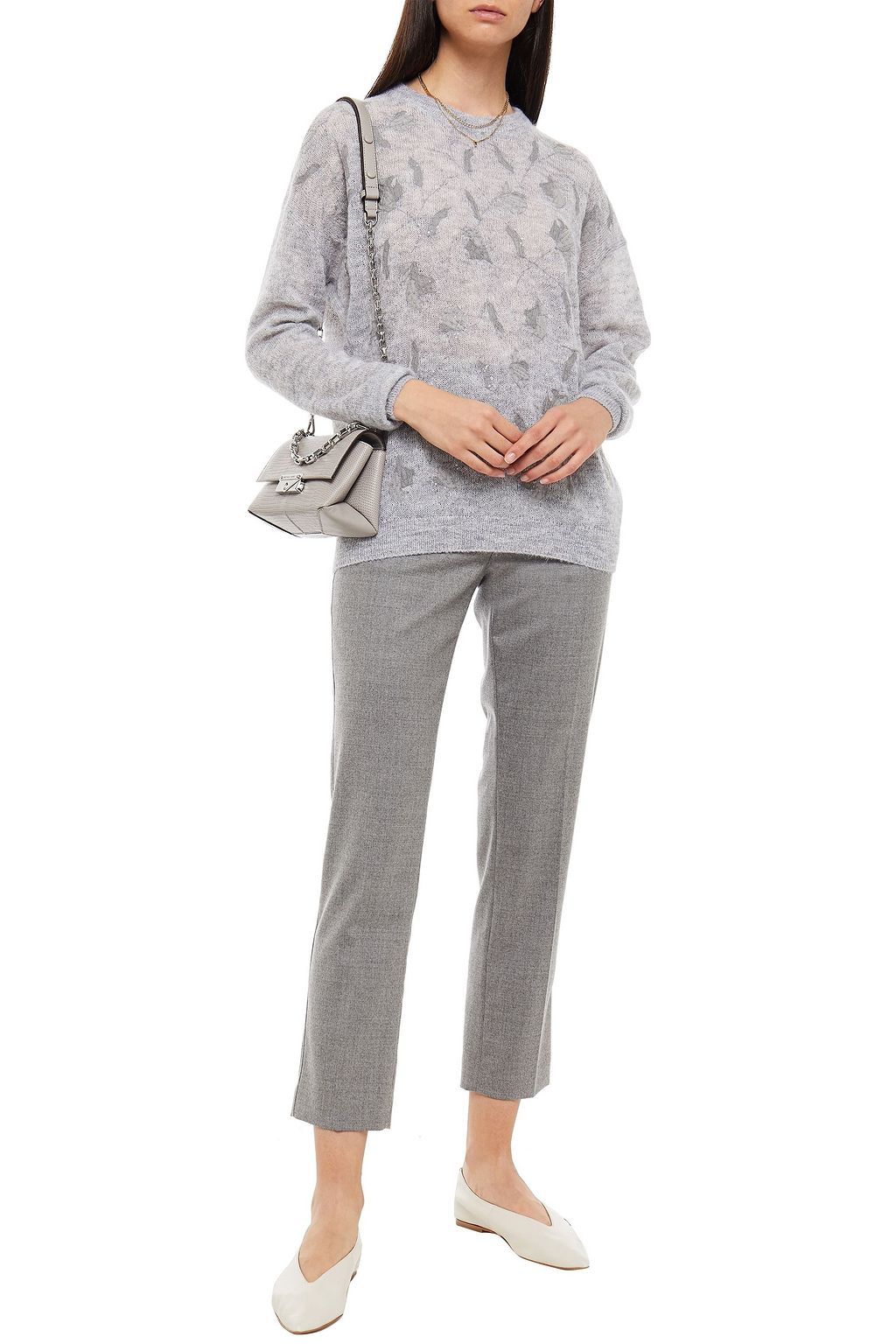 BRUNELLO CUCINELLI Embellished mélange knitted sweater