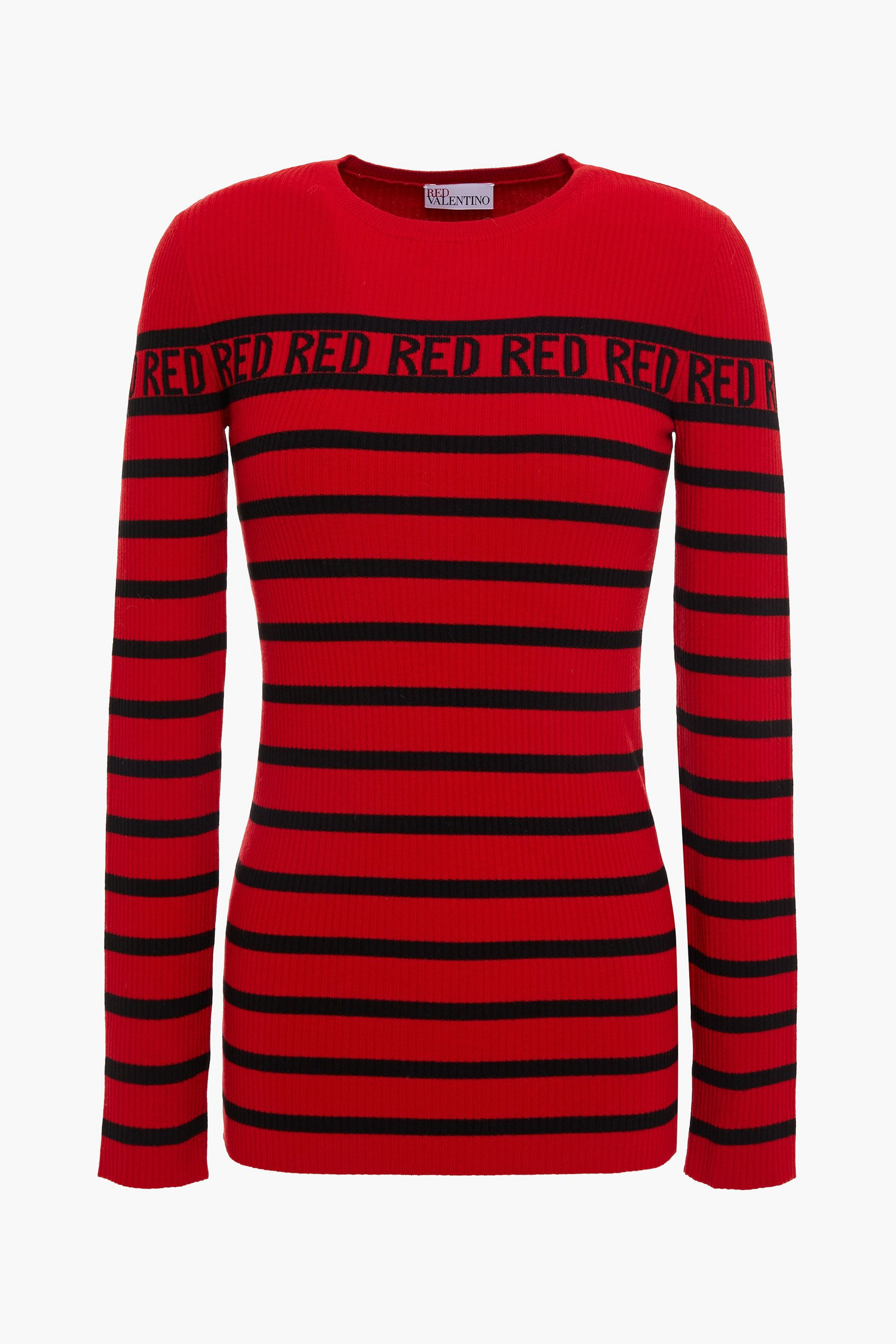 REDValentino Ribbed striped intarsia-knit sweater