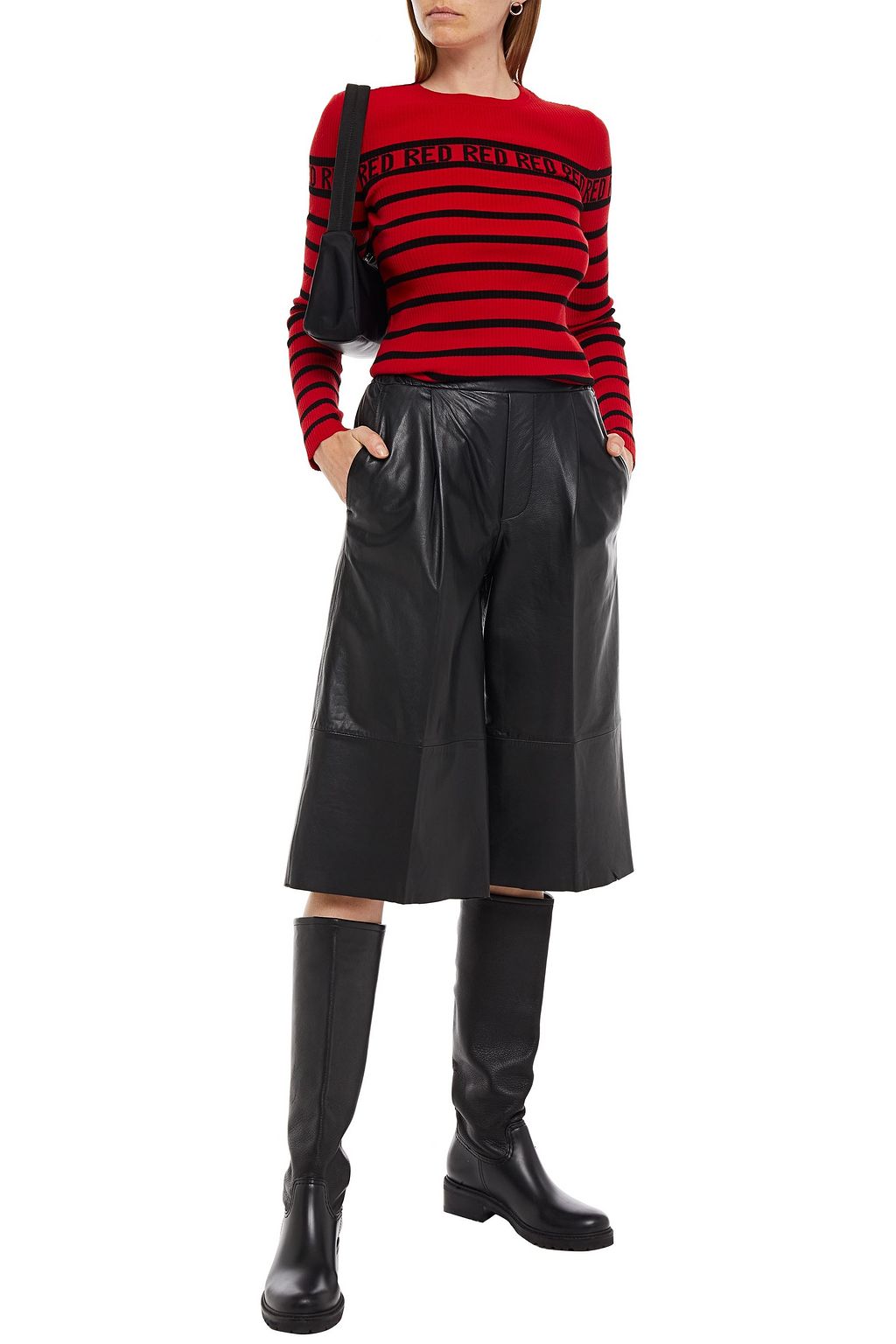 REDVALENTINO Ribbed striped intarsia-knit sweater