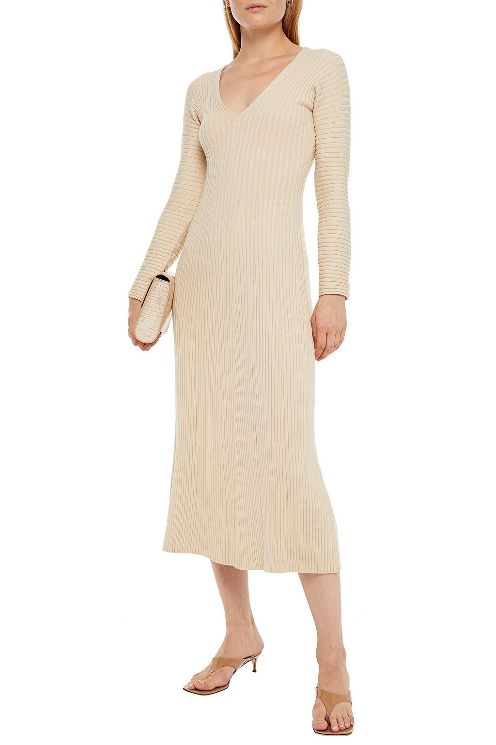 AMUR Ribbed-knit midi dress