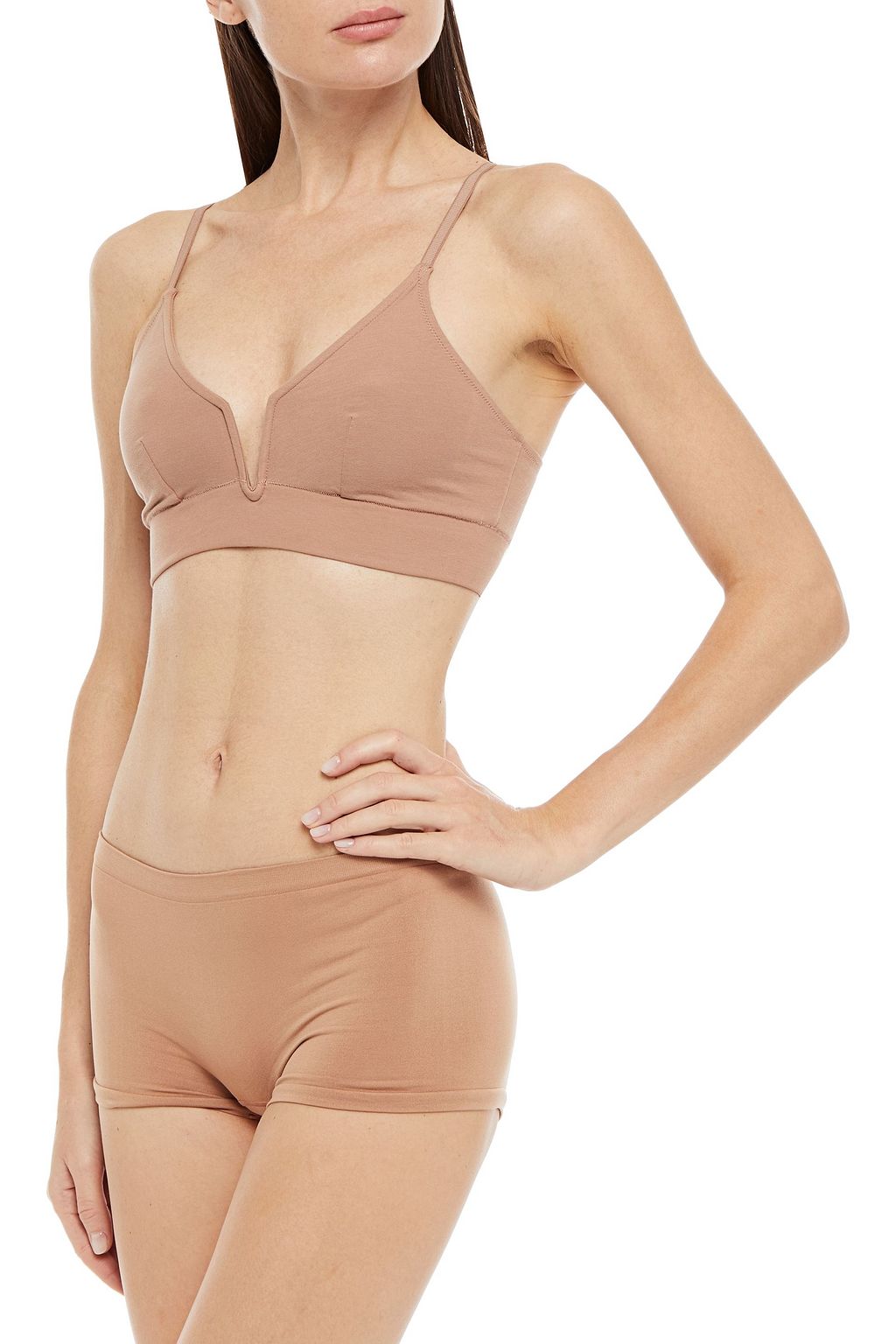 SKIN Stretch-jersey plunge bra