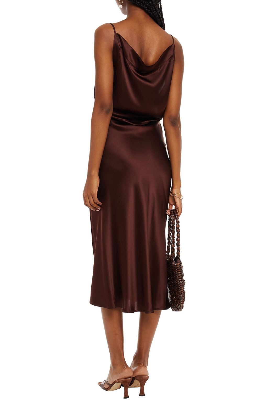 LE KASHA Draped silk-satin midi dress
