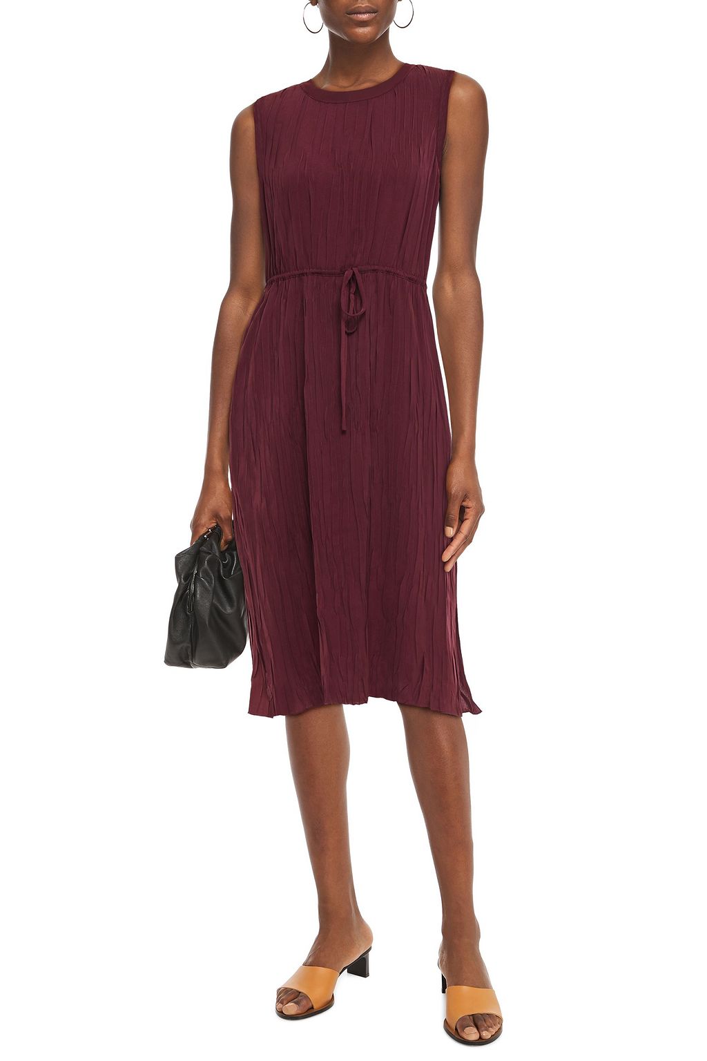THEORY Pleated charmeuse midi dress