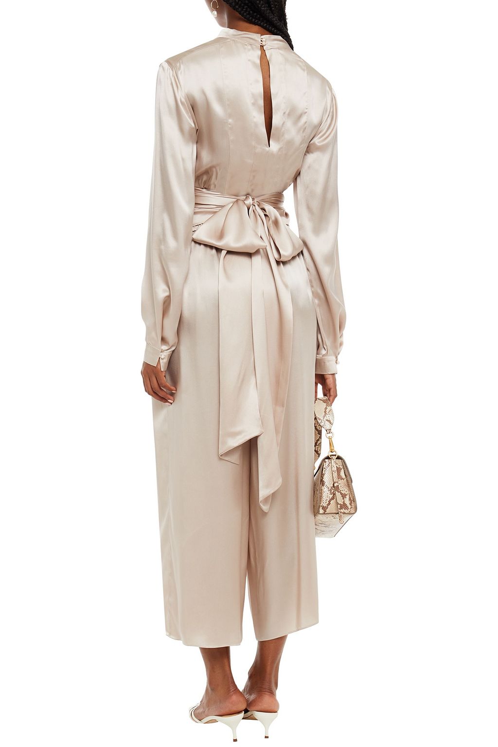 LE KASHA Pleated silk-satin culottes
