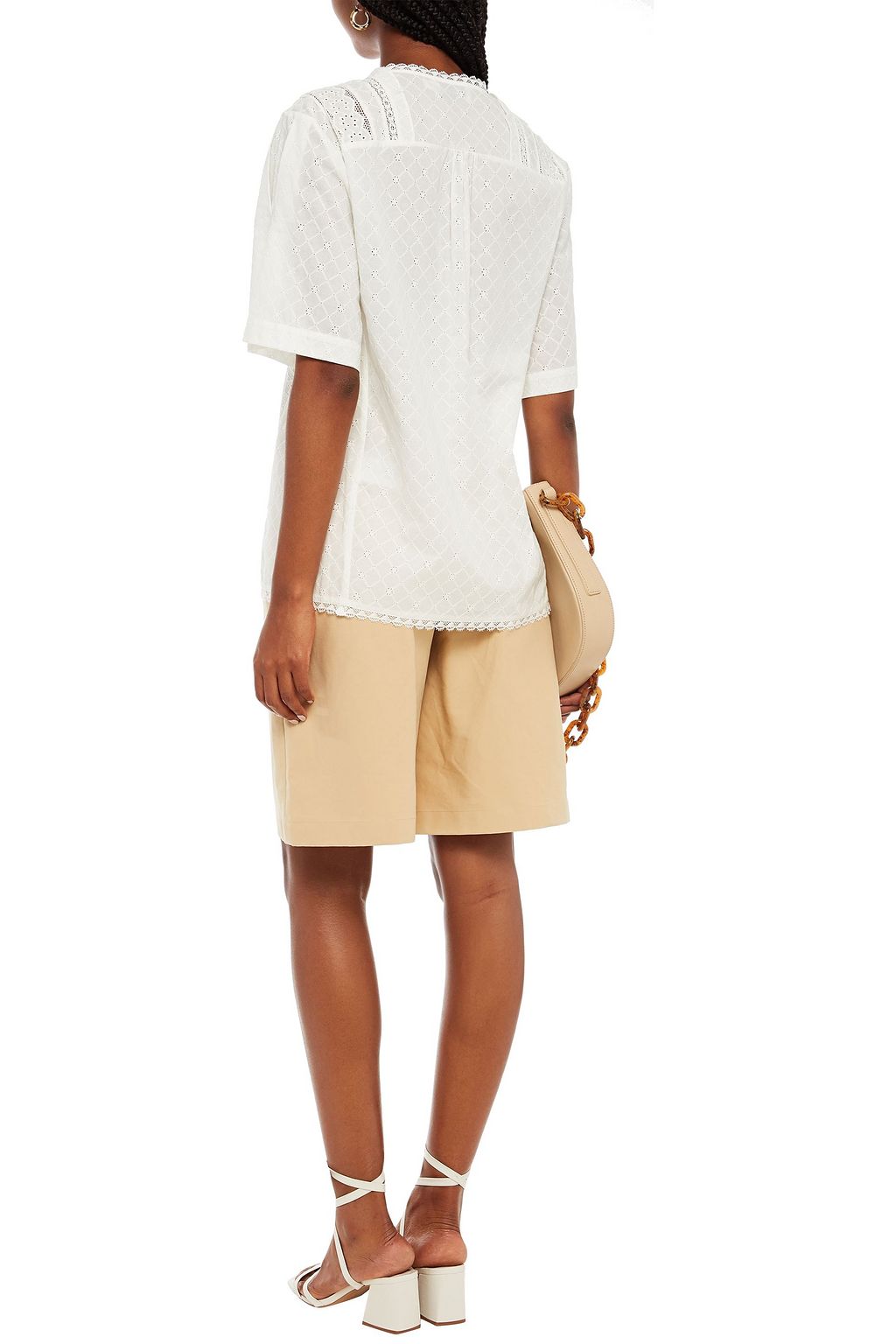 COACH Lace-trimmed broderie anglaise cotton top