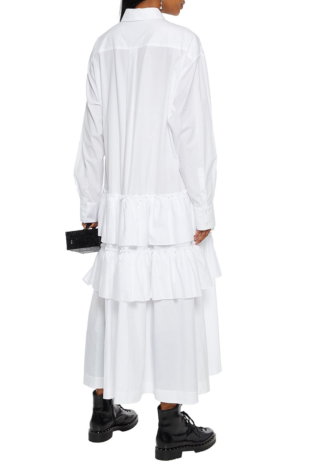 SIMONE ROCHA Oversized ruffled cotton-poplin midi shirt dress