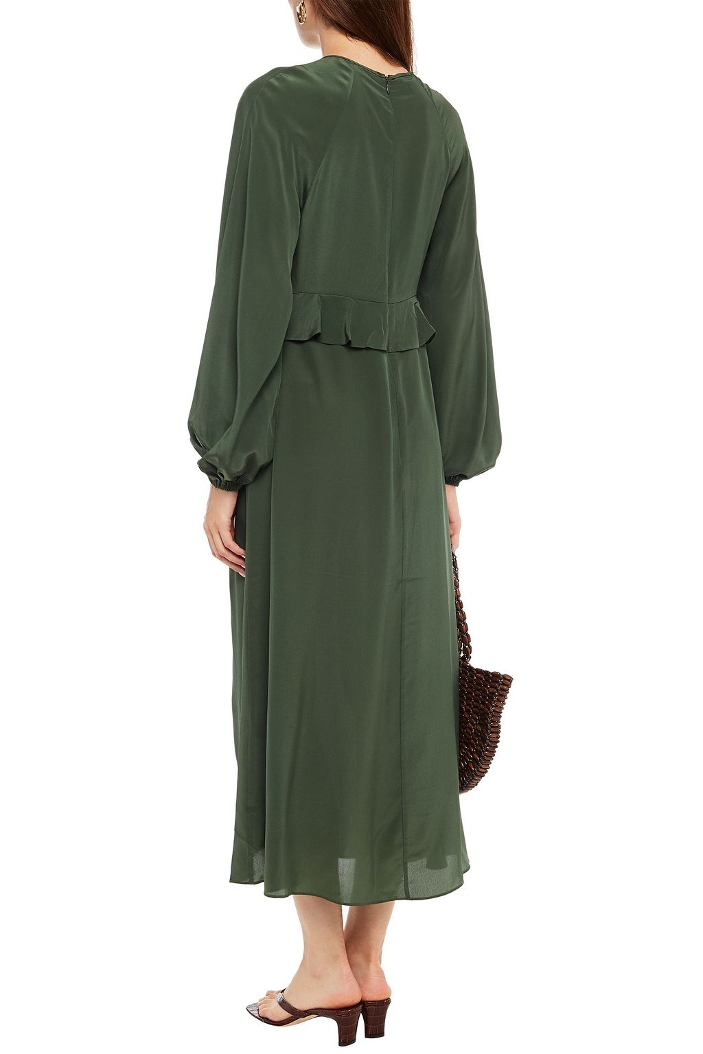 ZIMMERMANN Ruffle-trimmed silk crepe de chine midi dress