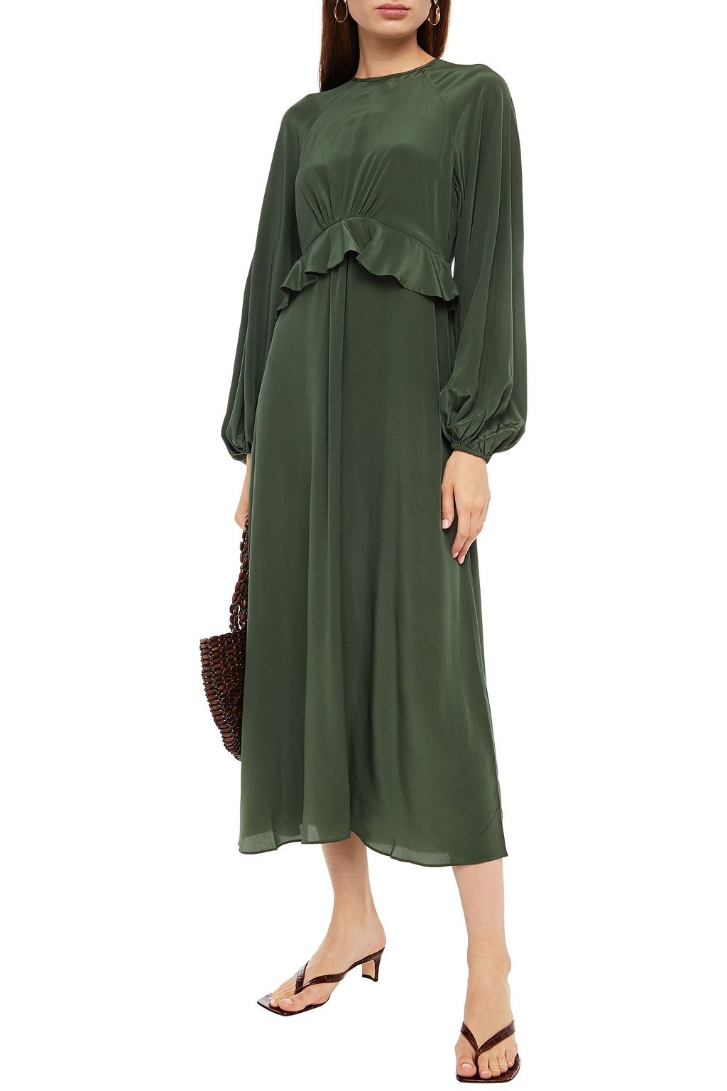 ZIMMERMANN Ruffle-trimmed silk crepe de chine midi dress