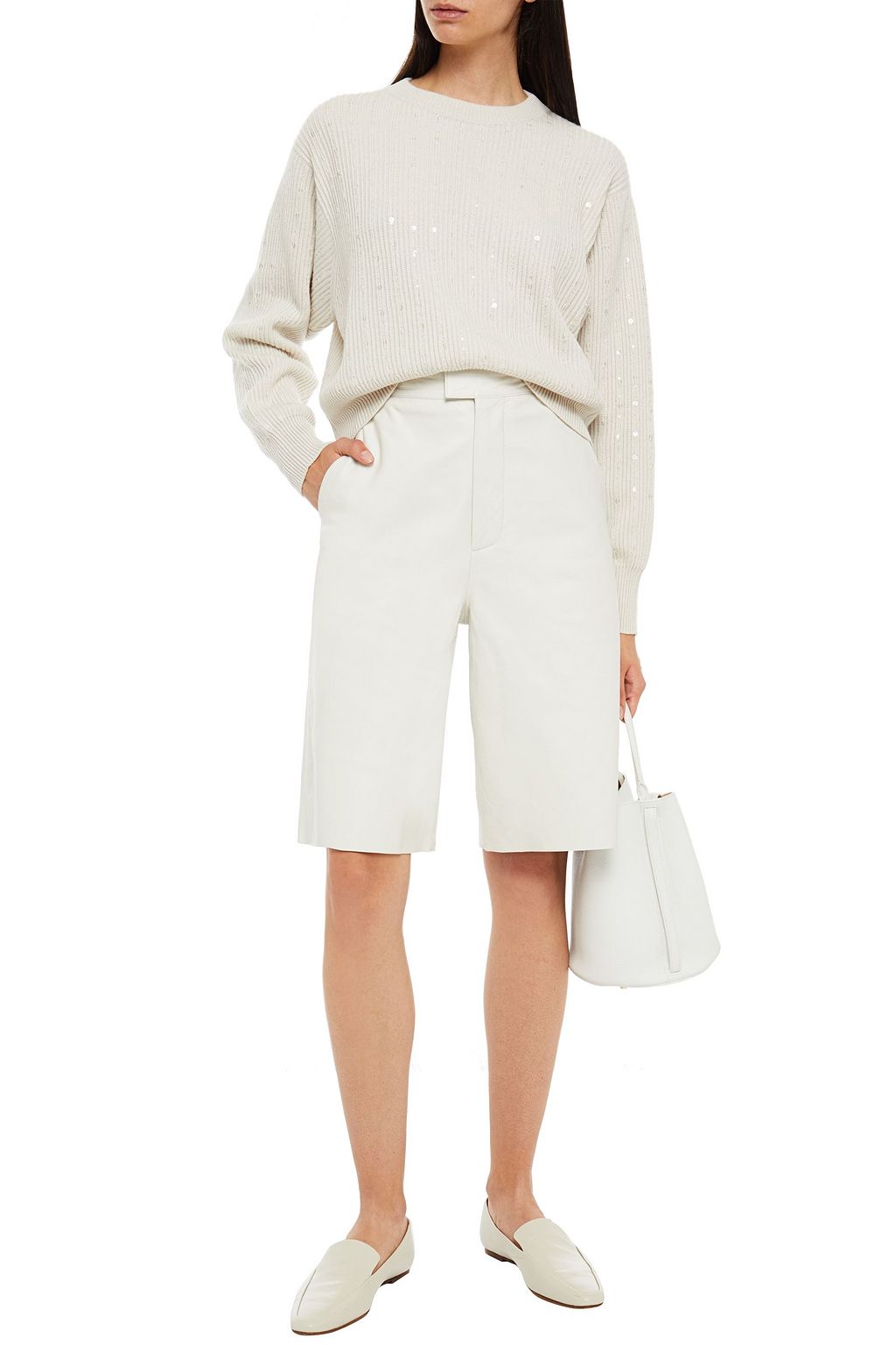 BRUNELLO CUCINELLI Sequin-embellished ribbed cashmere sweater