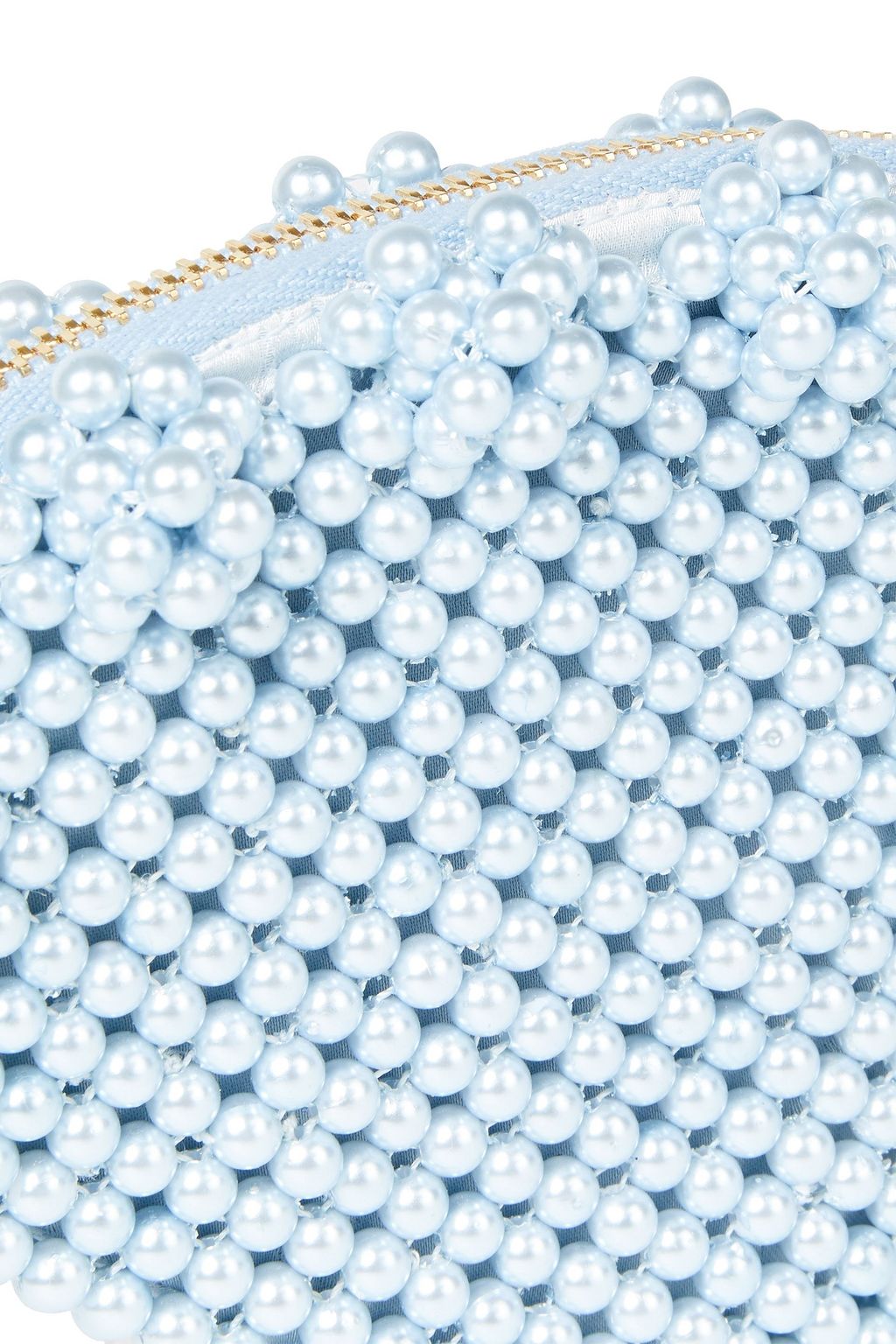 SHRIMPS Shell faux pearl-embellished woven pouch