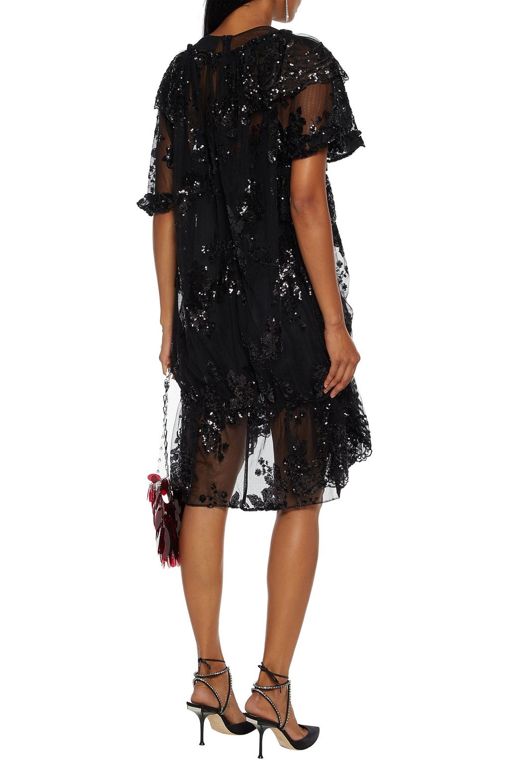SIMONE ROCHA Asymmetric ruffled sequined tulle dress