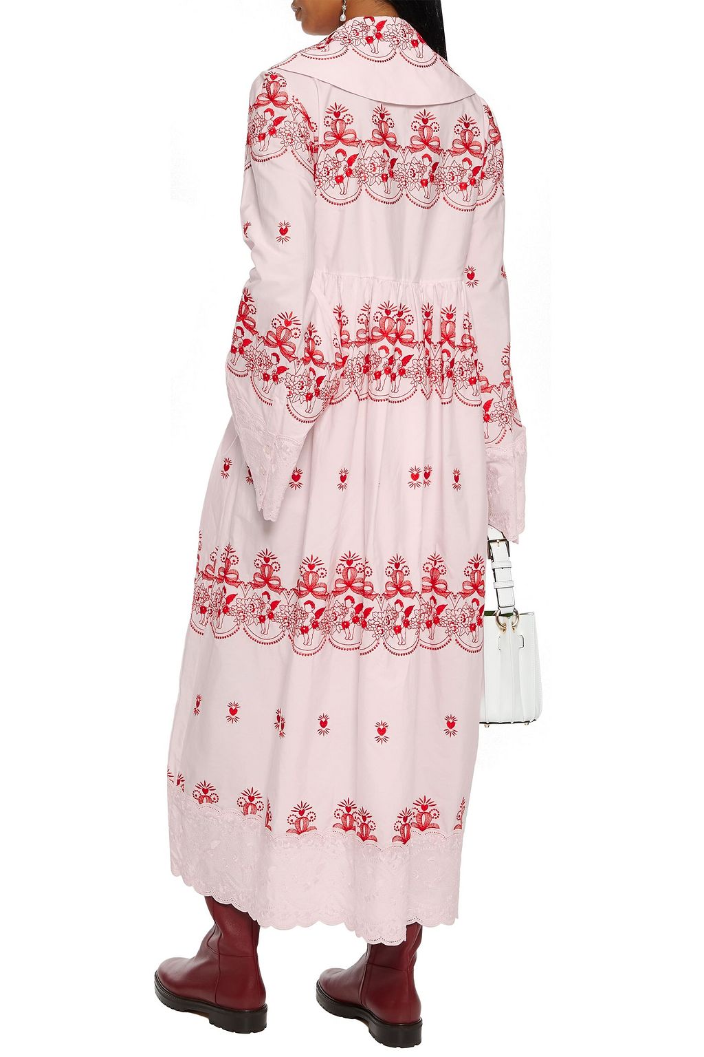 SIMONE ROCHA Embroidered cotton-poplin midi shirt dress