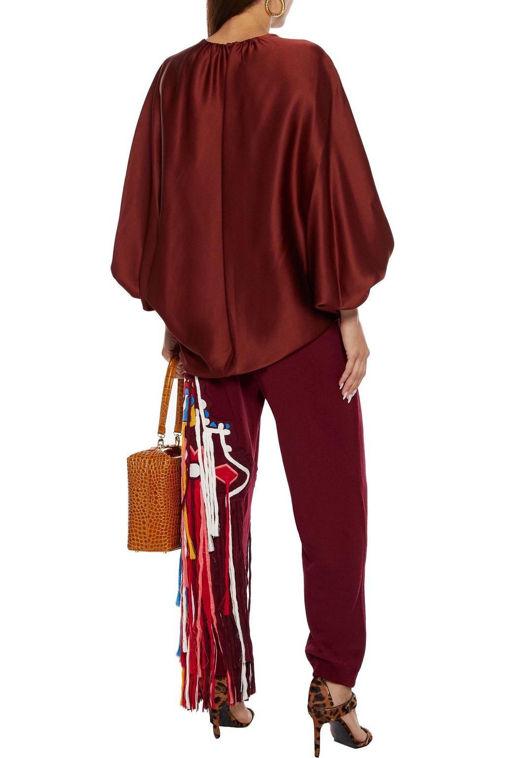 OSCAR DE LA RENTA Gathered satin-crepe blouse