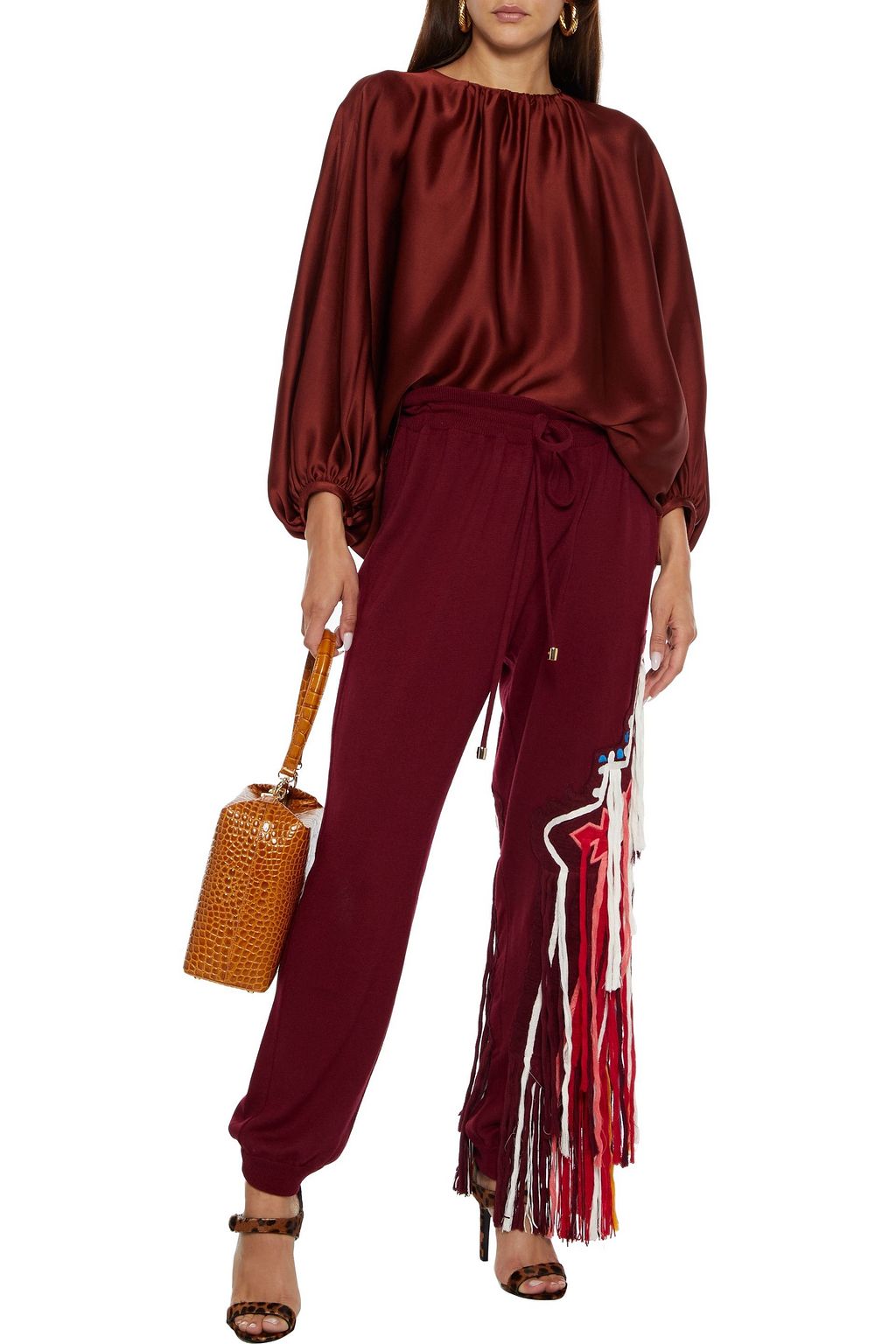 OSCAR DE LA RENTA Gathered satin-crepe blouse