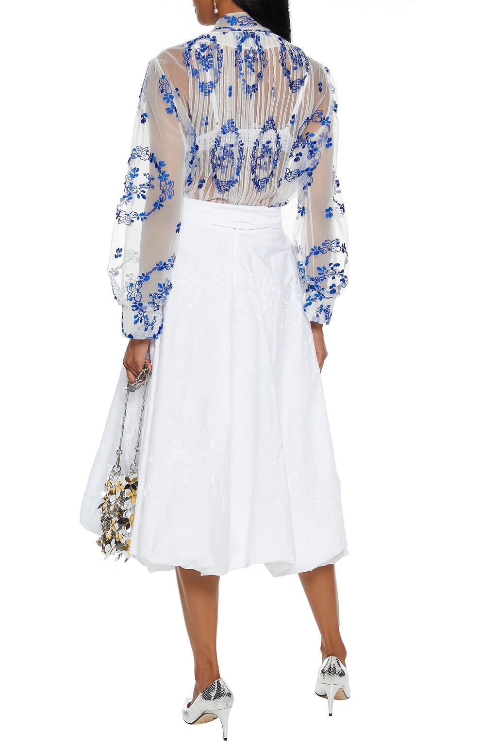 SIMONE ROCHA Pleated embroidered tulle blouse