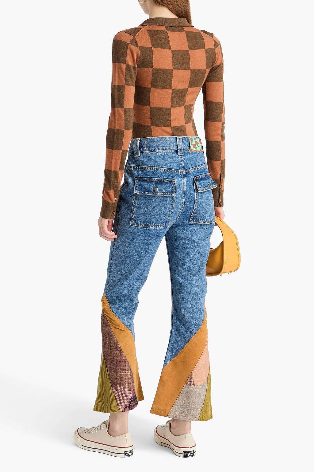 ANDERSSON BELL Olivia patchwork high-rise bootcut jeans