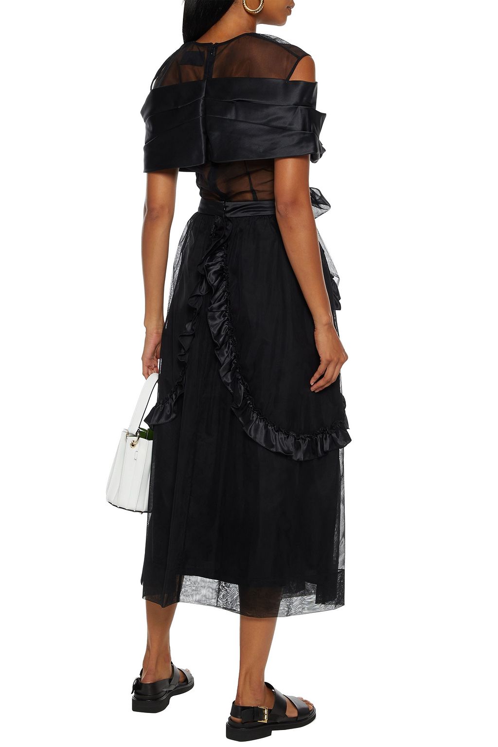 SIMONE ROCHA Ruffled satin-trimmed tulle midi skirt