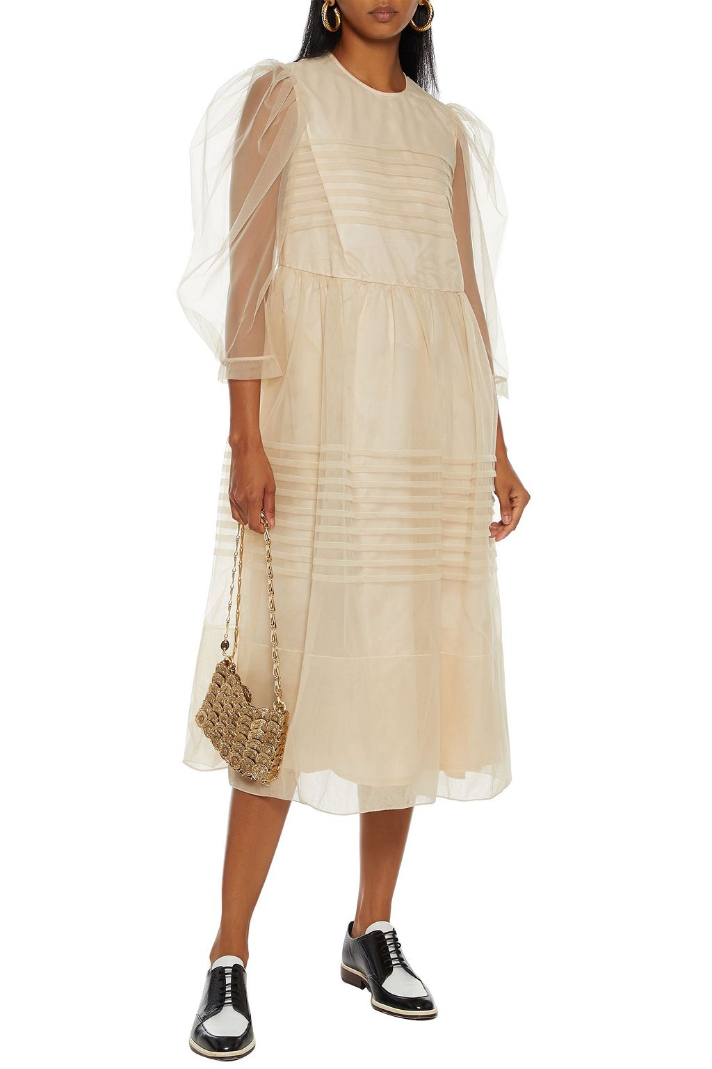 SIMONE ROCHA Pintucked tulle midi dress