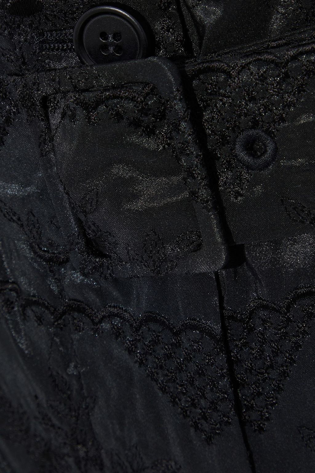 SIMONE ROCHA Cropped belted embroidered taffeta straight-leg pants