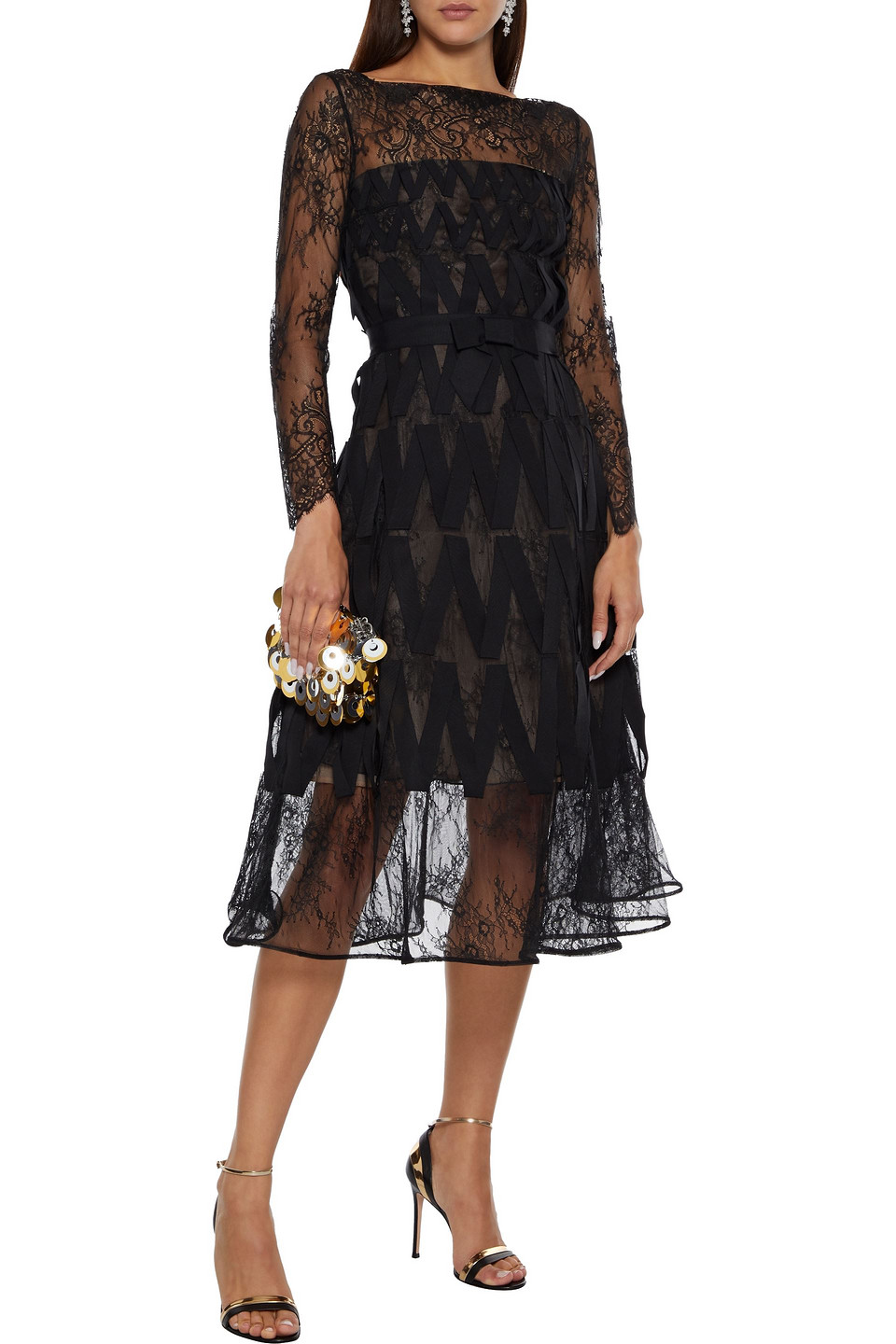oscar de la renta black lace dress