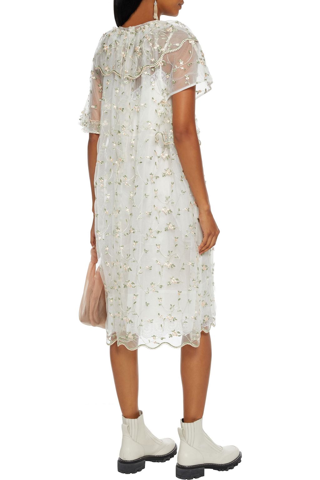SIMONE ROCHA Embroidered gathered tulle midi dress