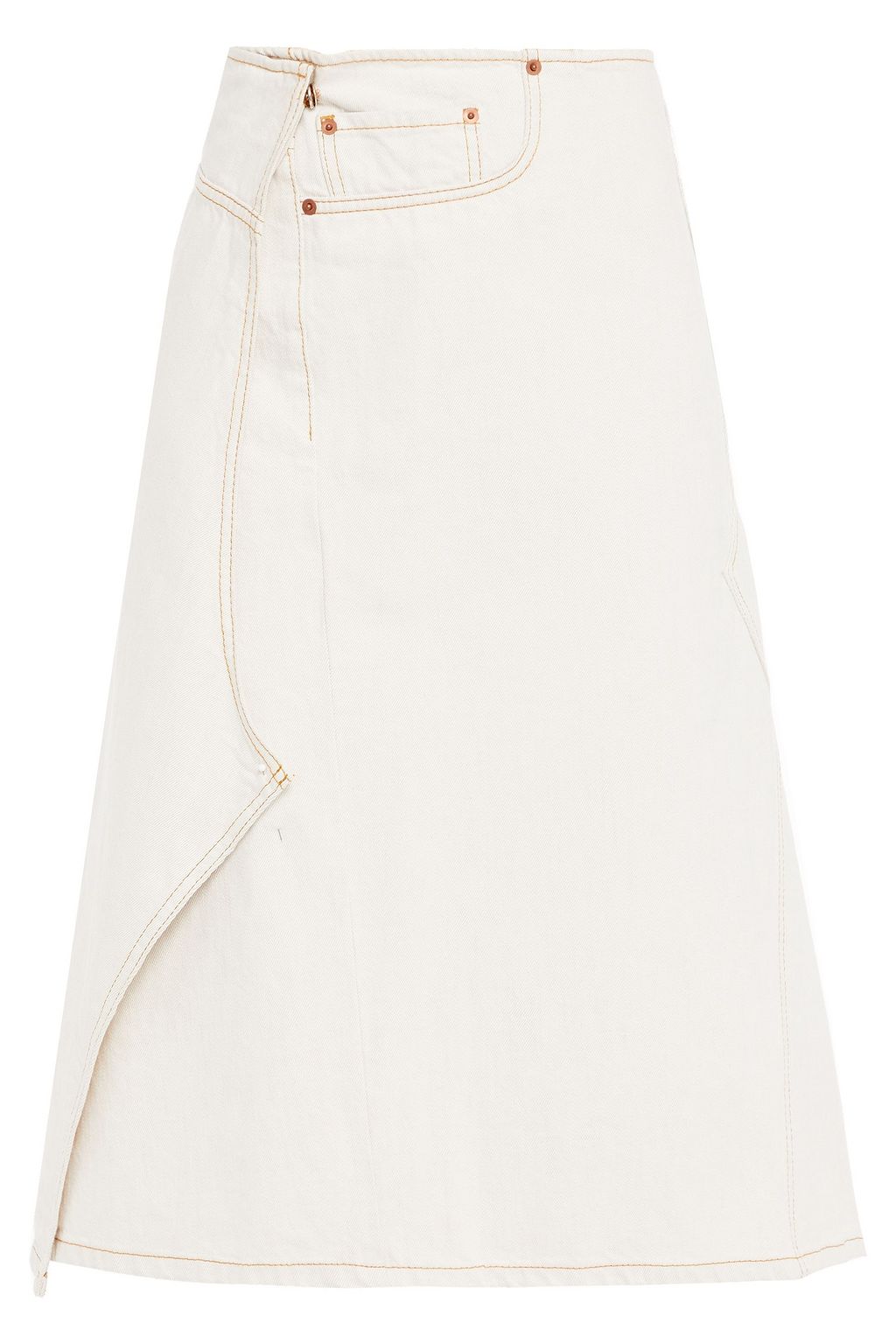 white denim wrap skirt