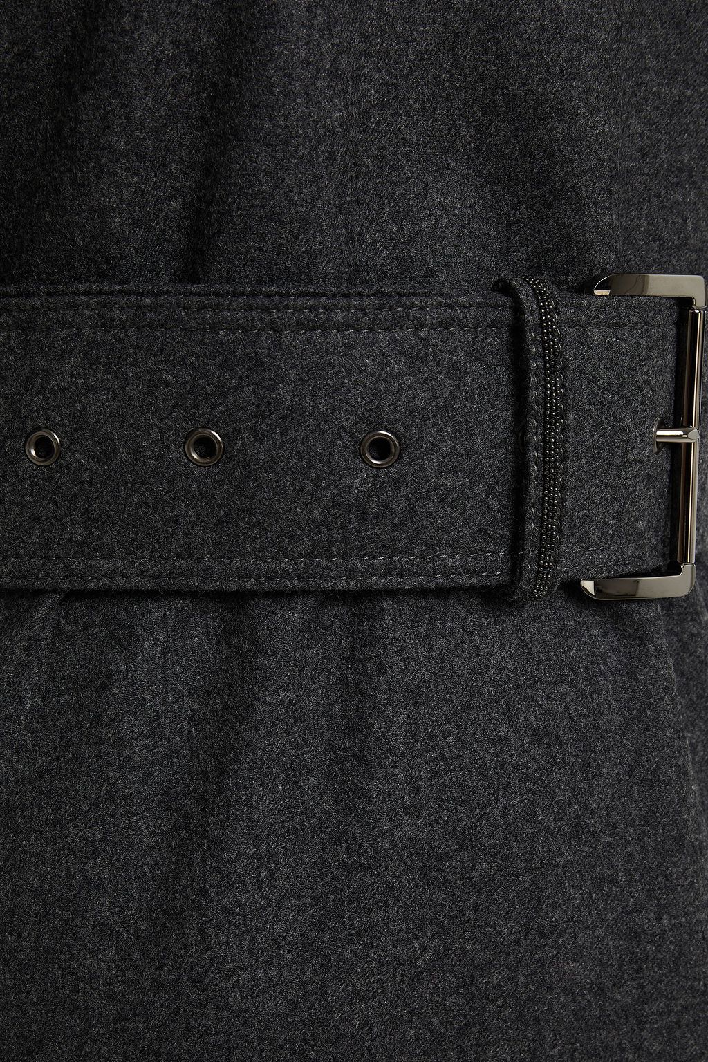 BRUNELLO CUCINELLI Midikleid aus Stretch-Wolle mit Zierperlen und Gürtel
