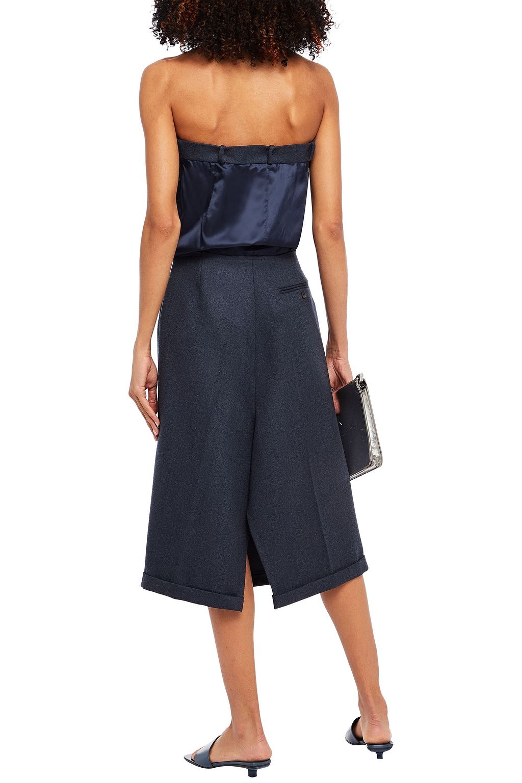 MAISON MARGIELA Strapless satin twill-paneled wool dress