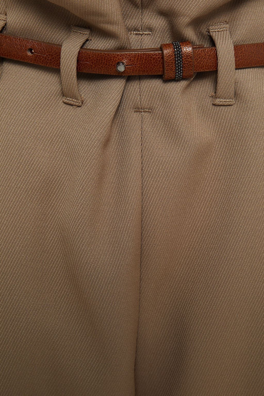 BRUNELLO CUCINELLI Hose mit geradem Bein aus Wolle mit Gürtel