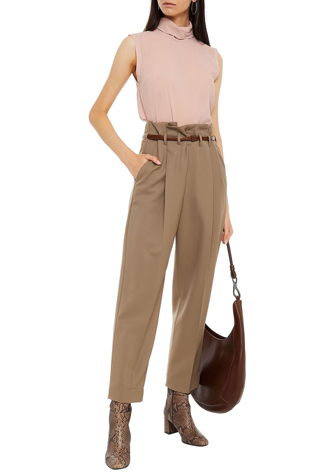 BRUNELLO CUCINELLI Hose mit geradem Bein aus Wolle mit Gürtel