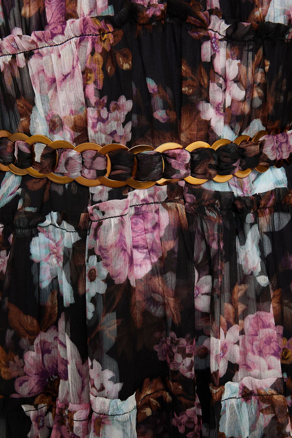ZIMMERMANN Gathered floral-print silk crepon midi dress