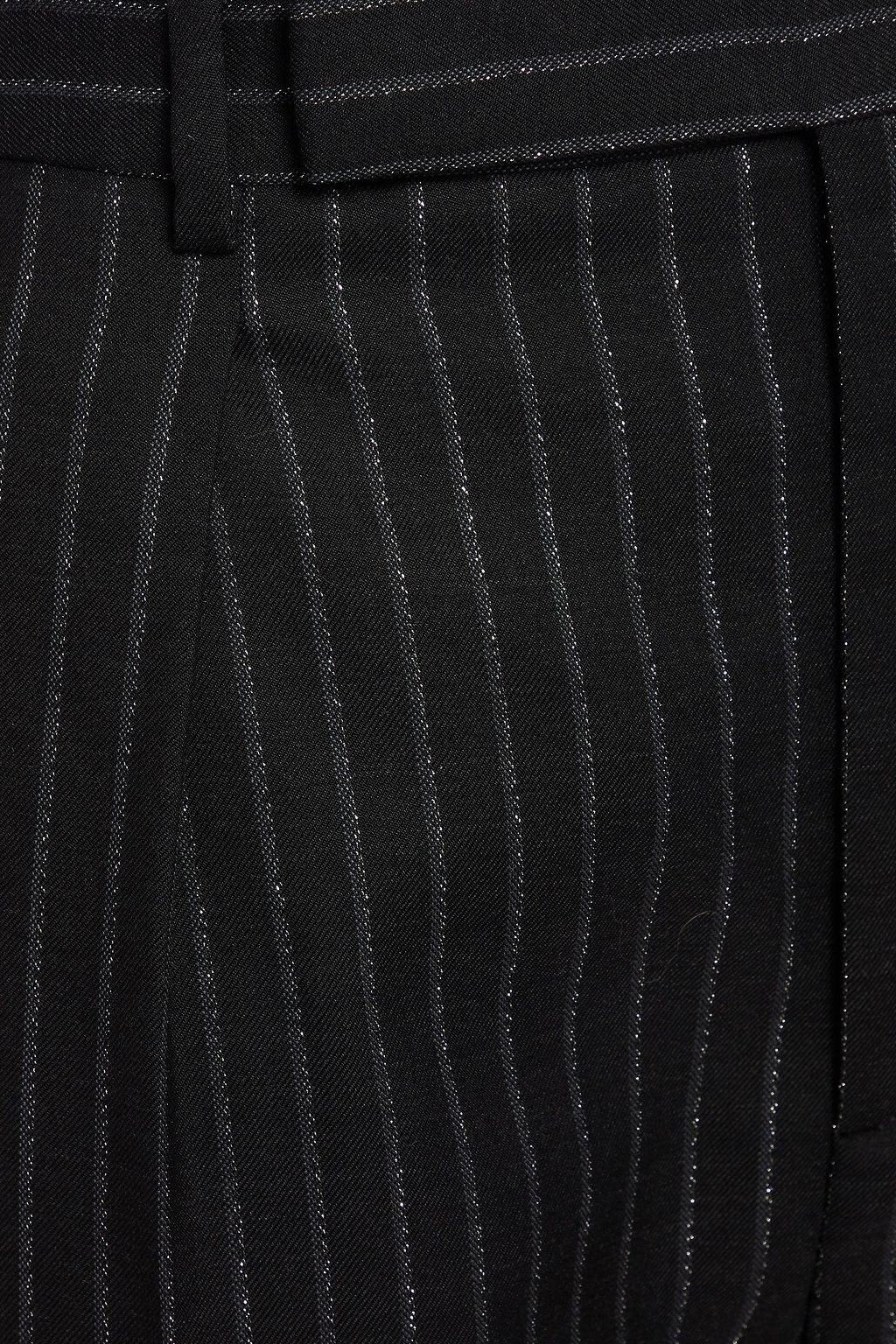 SAINT LAURENT Metallic pinstriped wool-blend twill slim-leg pants