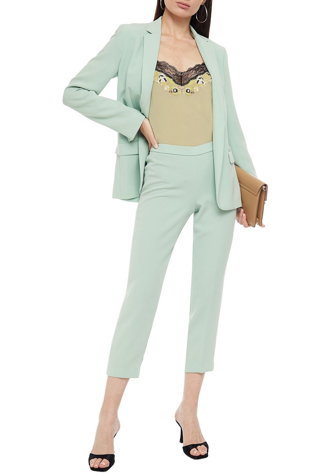 ETRO Lace-trimmed embroidered silk crepe de chine camisole
