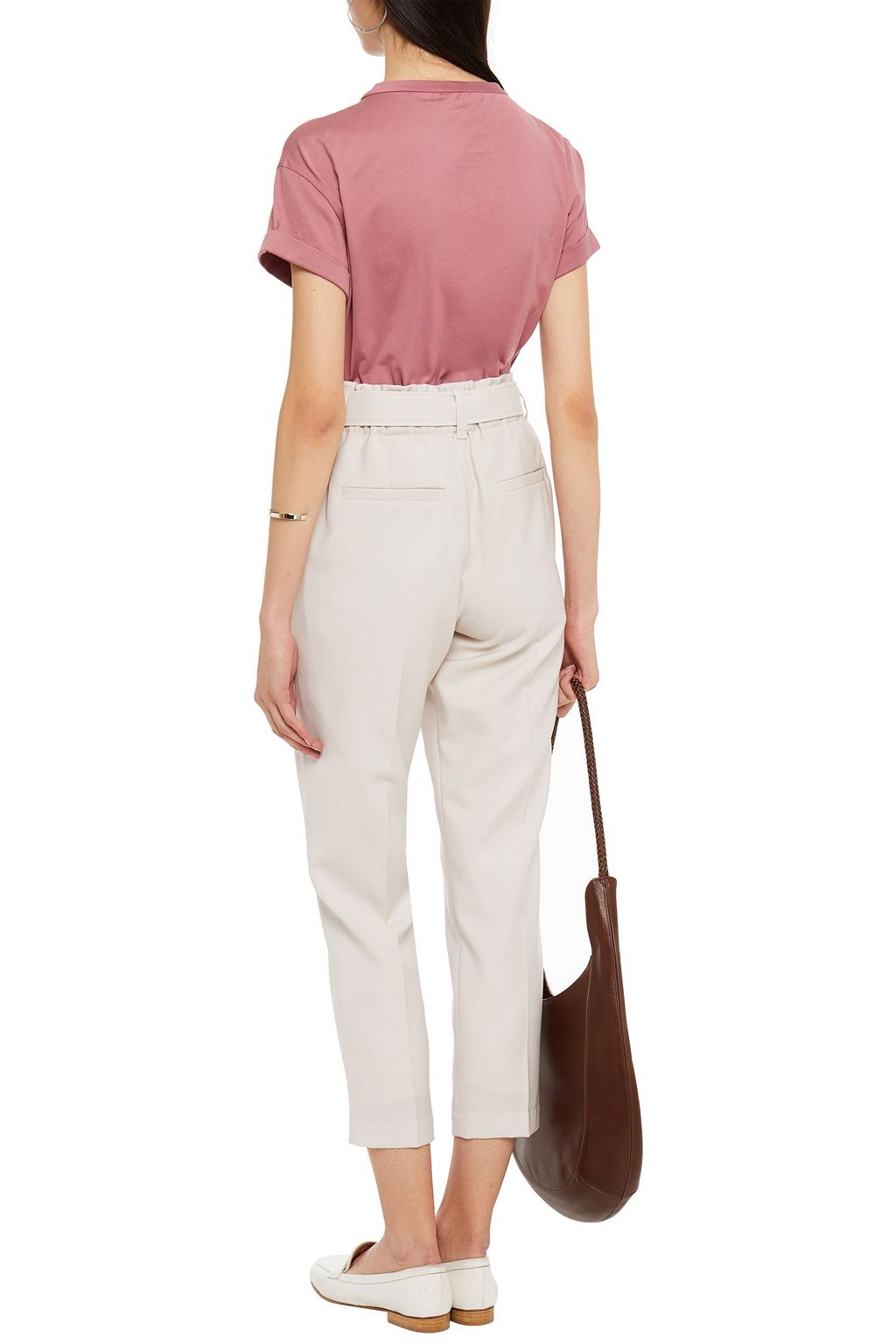 BRUNELLO CUCINELLI Cropped belted wool tapered pants
