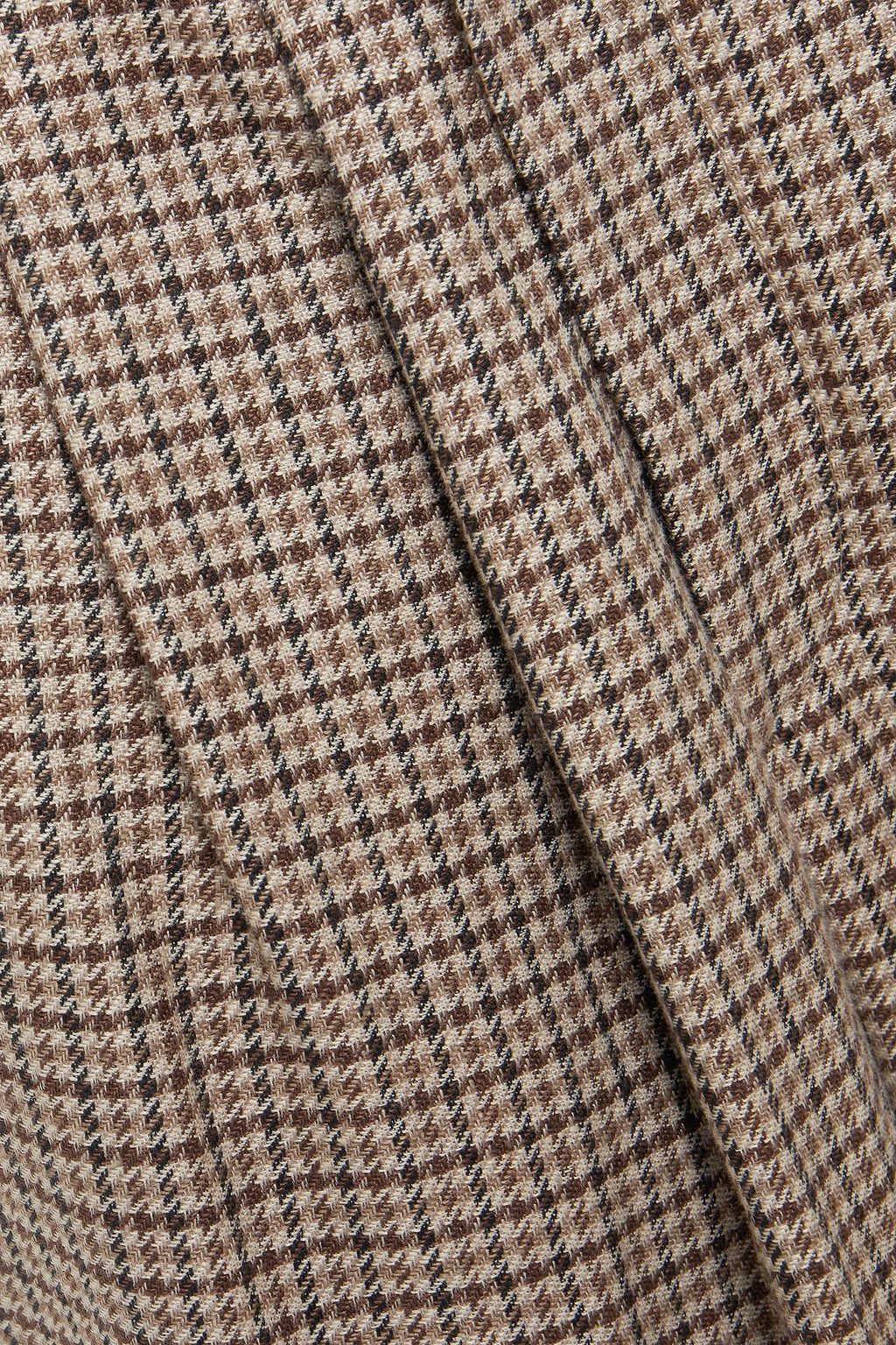BRUNELLO CUCINELLI Houndstooth linen, wool and silk-blend tweed wide-leg pants