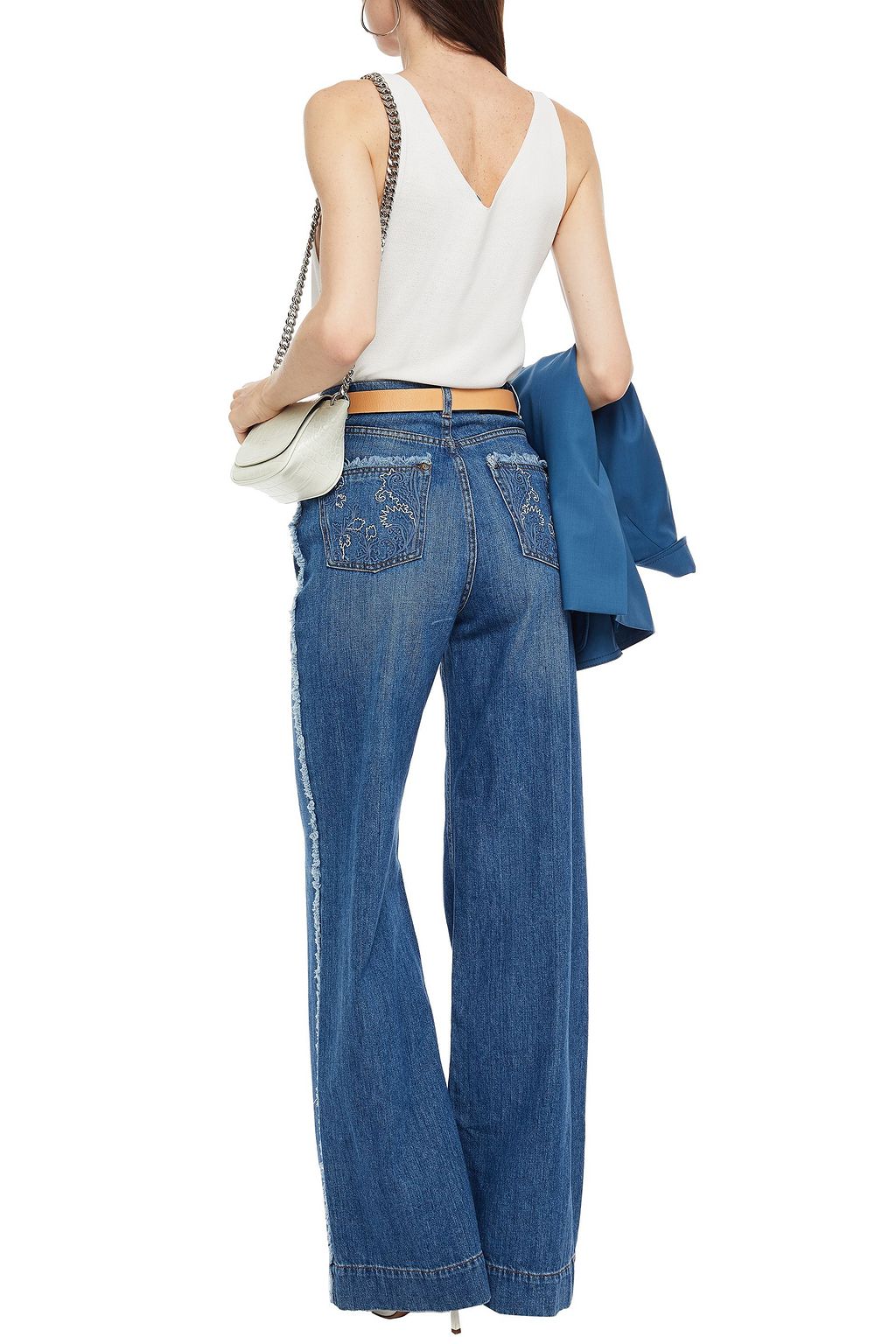 ETRO Embroidered high-rise wide-leg jeans