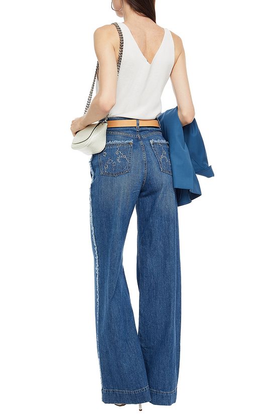 black denim wide leg jeans