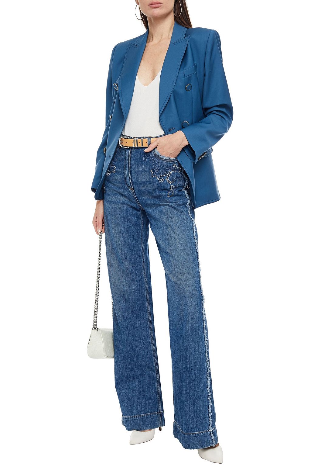 ETRO Embroidered high-rise wide-leg jeans