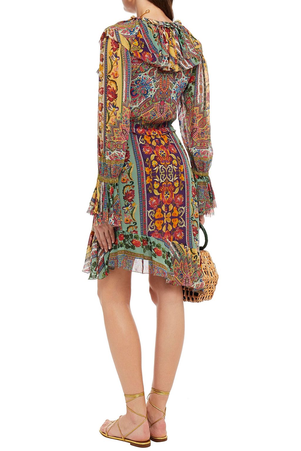 ETRO Ruffled printed silk crepe de chine mini dress