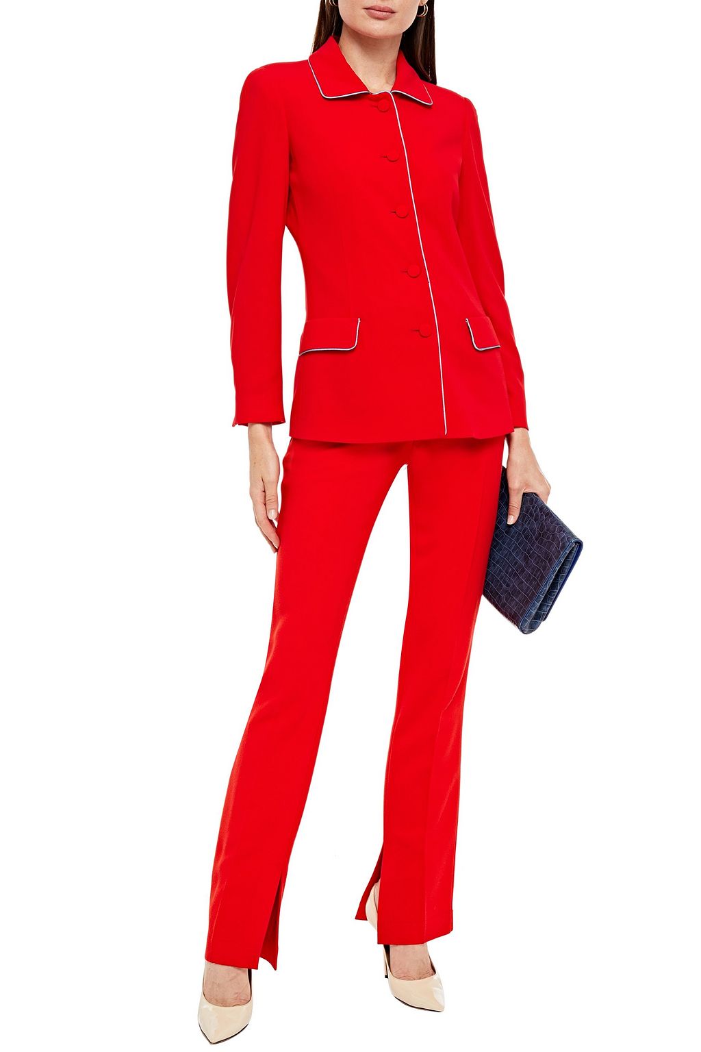red crepe blazer