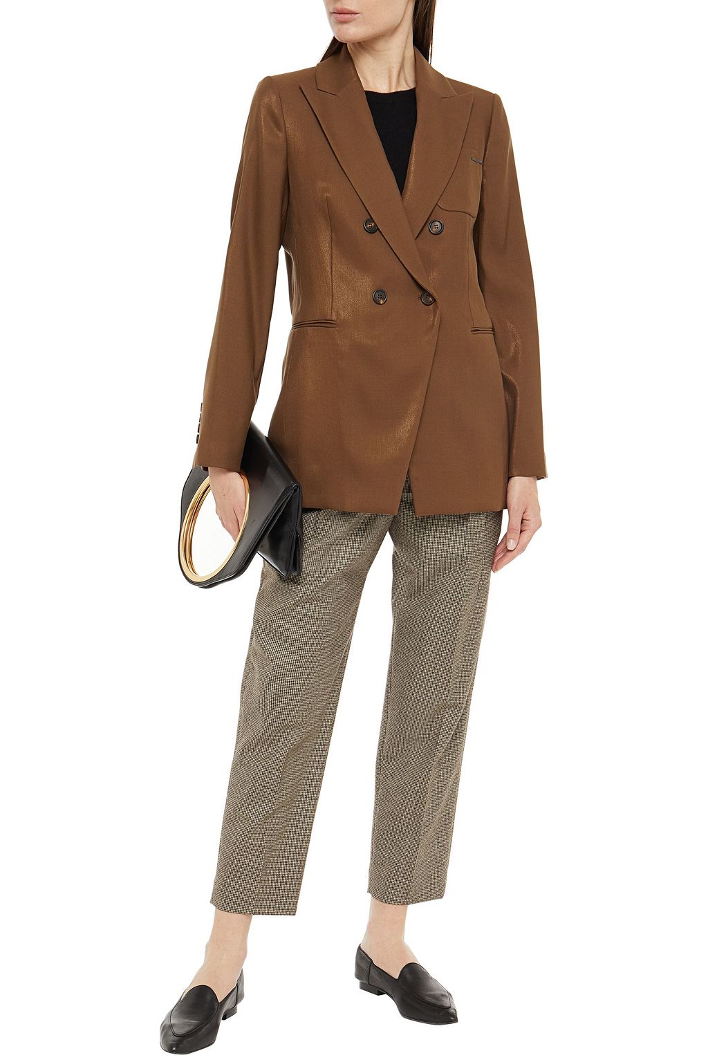 BRUNELLO CUCINELLI Double-breasted metallic wool-blend twill blazer