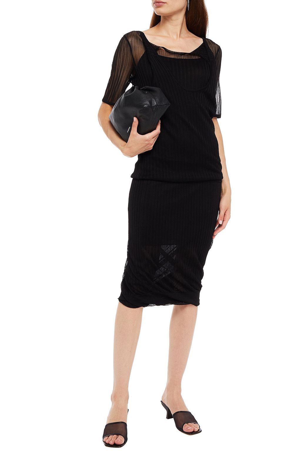 BOTTEGA VENETA Ribbed silk-blend midi dress