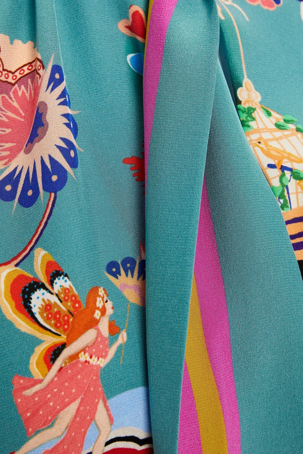 ETRO Tie-neck printed silk crepe de chine mini dress