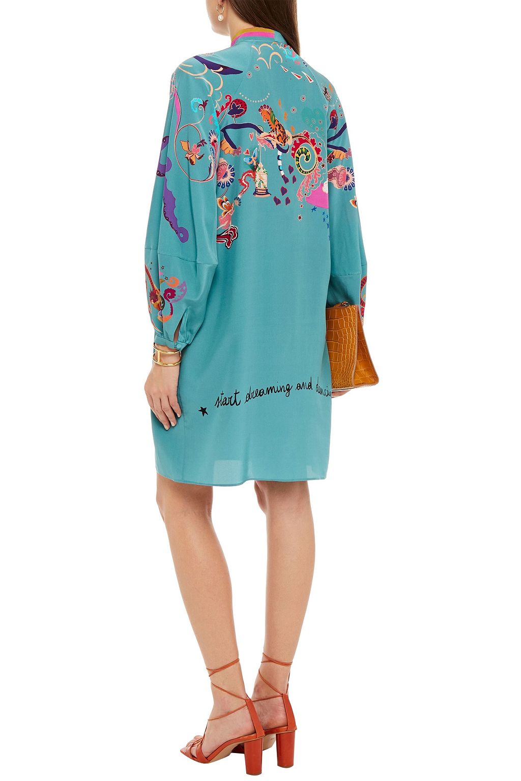 ETRO Tie-neck printed silk crepe de chine mini dress
