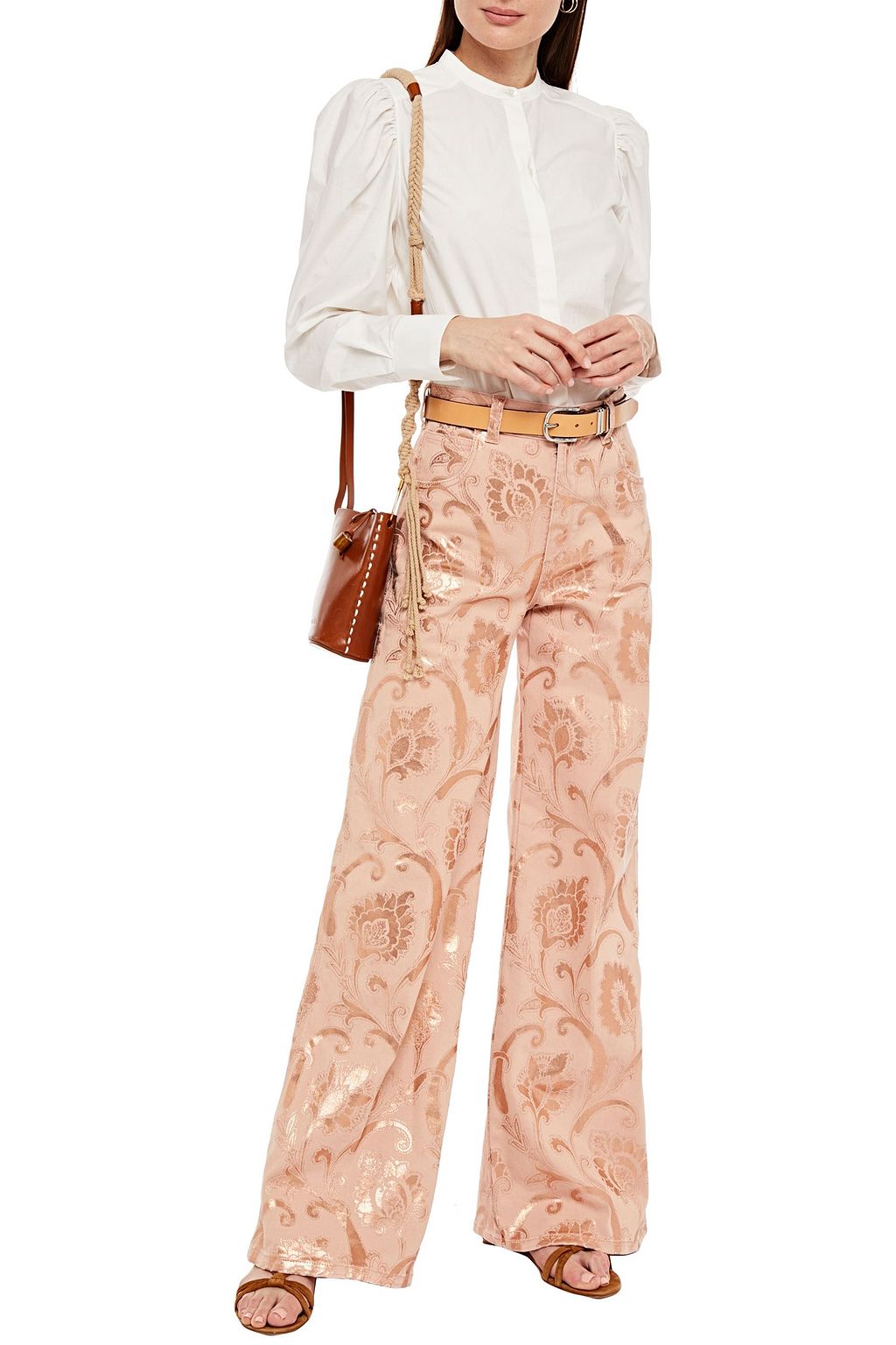 ETRO Metallic printed high-rise wide-leg jeans