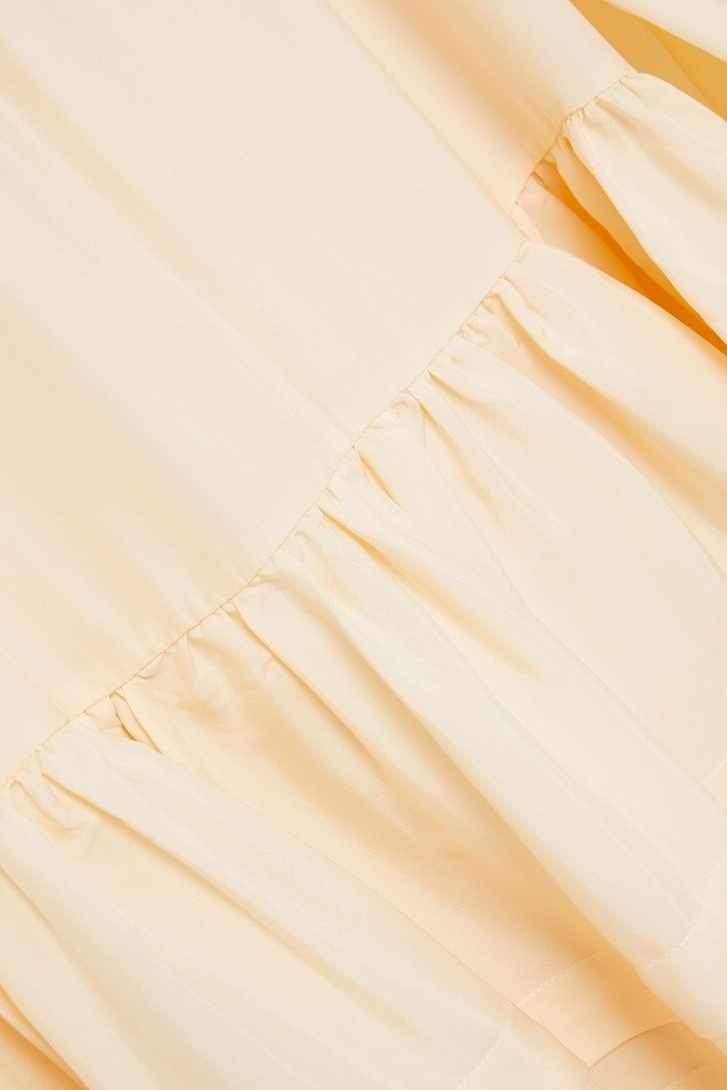 AMUR Bow-detailed ruffled silk-satin mini dress