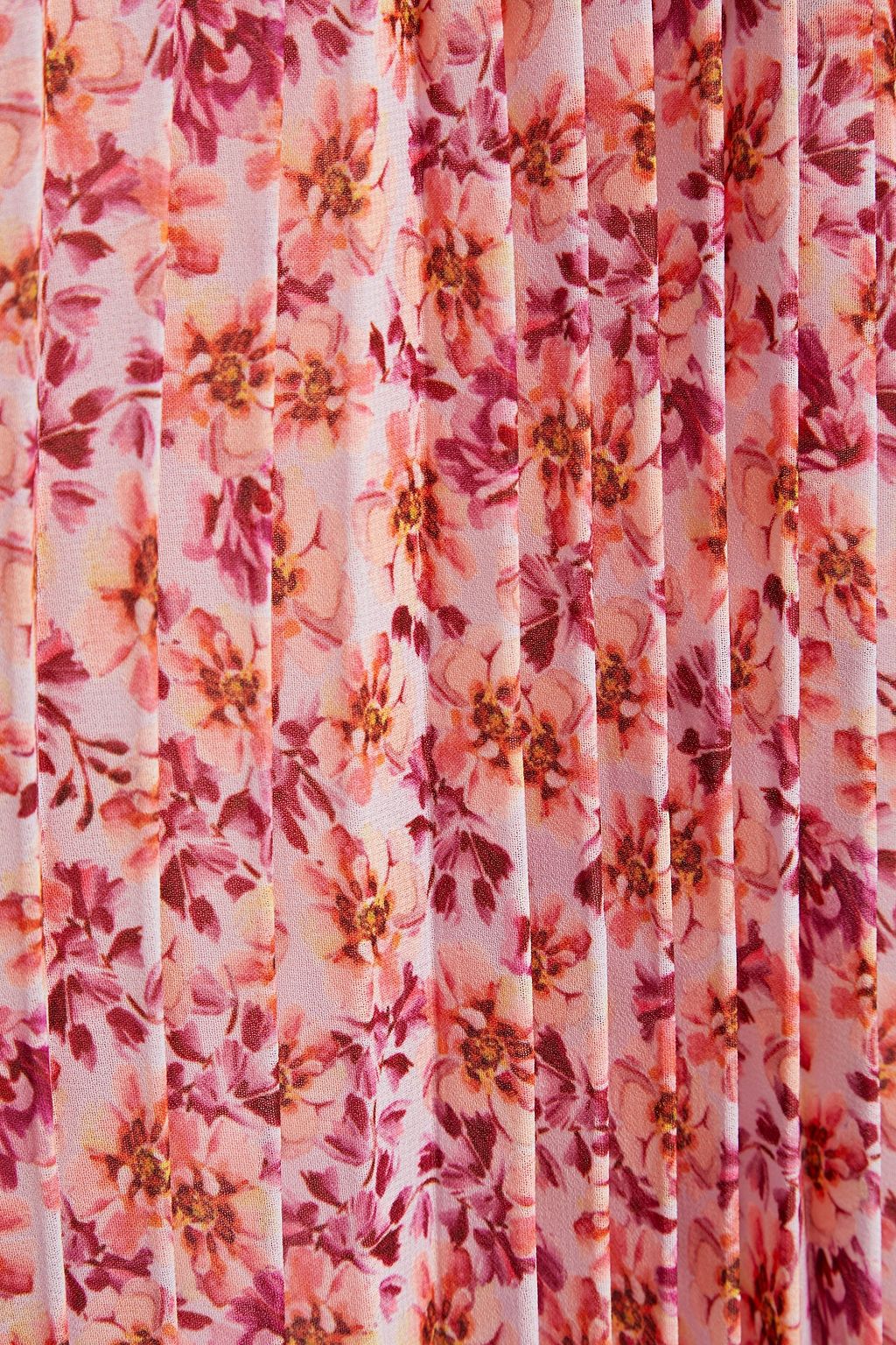 AMUR Ruffled pleated floral-print chiffon halterneck mini dress