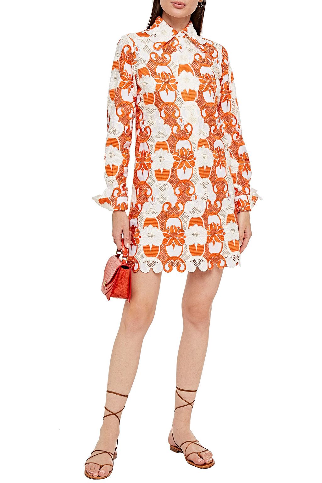 ETRO Cotton guipure lace mini dress