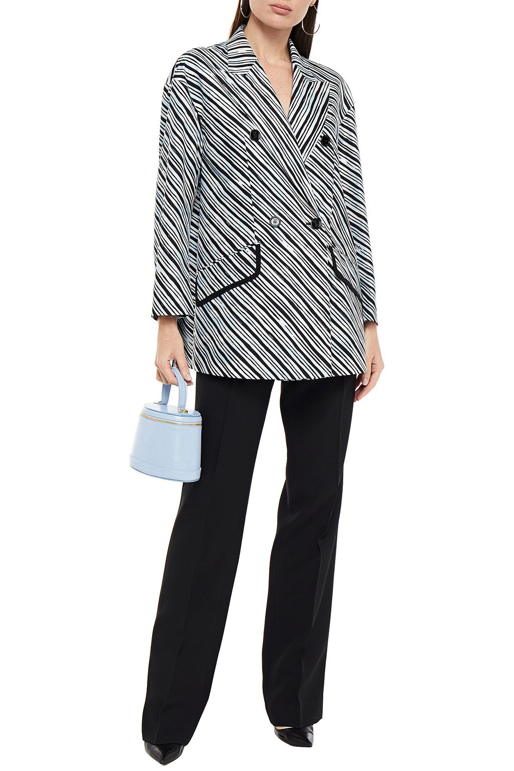 FENDI Double-breasted printed silk-twill blazer