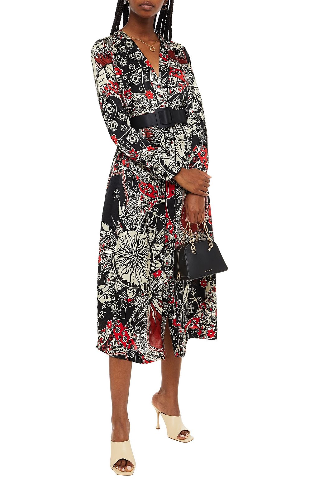 F.R.S. FOR RESTLESS SLEEPERS Belted printed silk crepe de chine midi dress